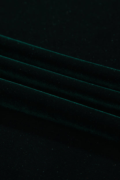 Blackish Green Velvet Long Sleeve Lace Splicing Hem Shift Maxi Dress