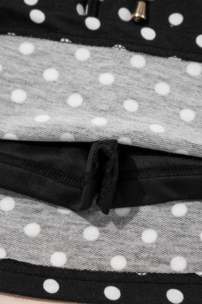 Black Polka Dot Drawstring Casual Mini Skort