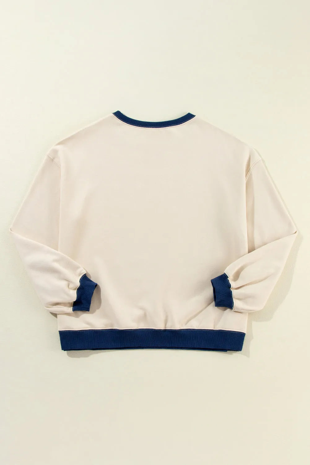 White Color Block Patch Drop Shoulder Oversized Sweatshirt - Chic Meadow Boutique 