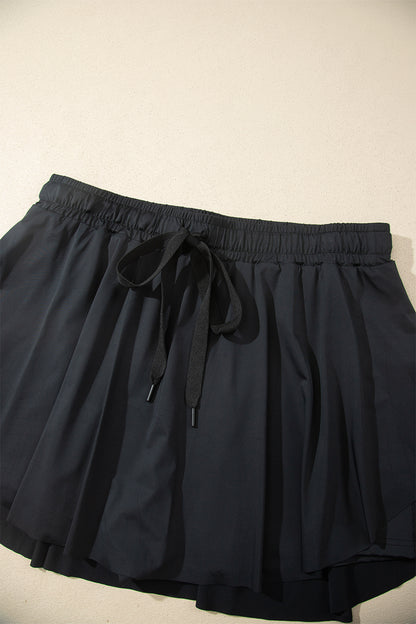 Black Drawstring Waist Above Knee Casual Shorts Wholesale