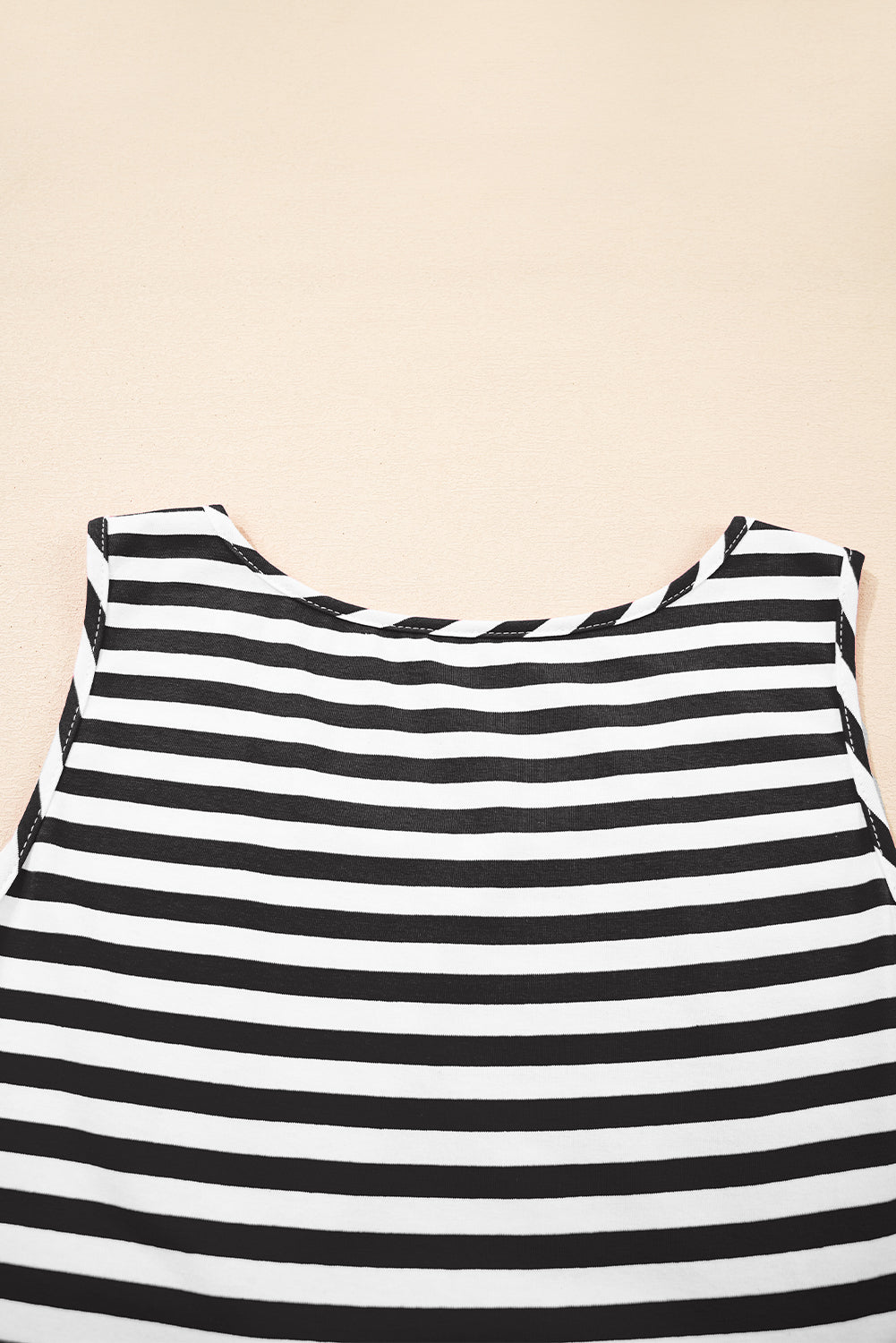 Black Stripe U Neck Sleeveless Loose Fit Mini Dress