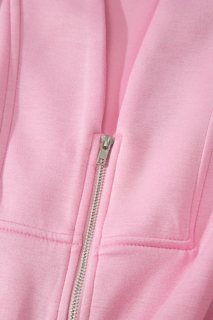 Pink V Neck Sleeveless Double Zip Shift Midi Dress