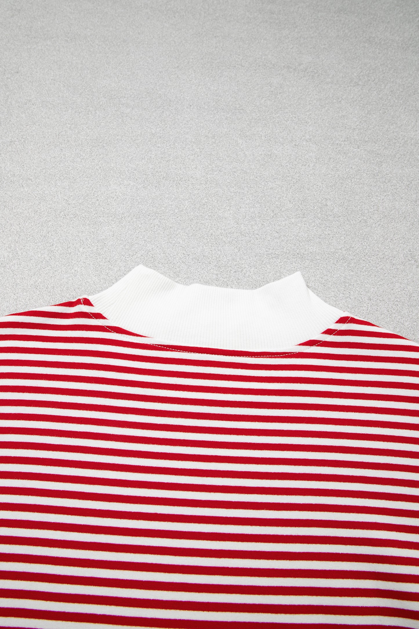 Red Stripe Oversize Mock Neck Sweatshirt and Shorts Set