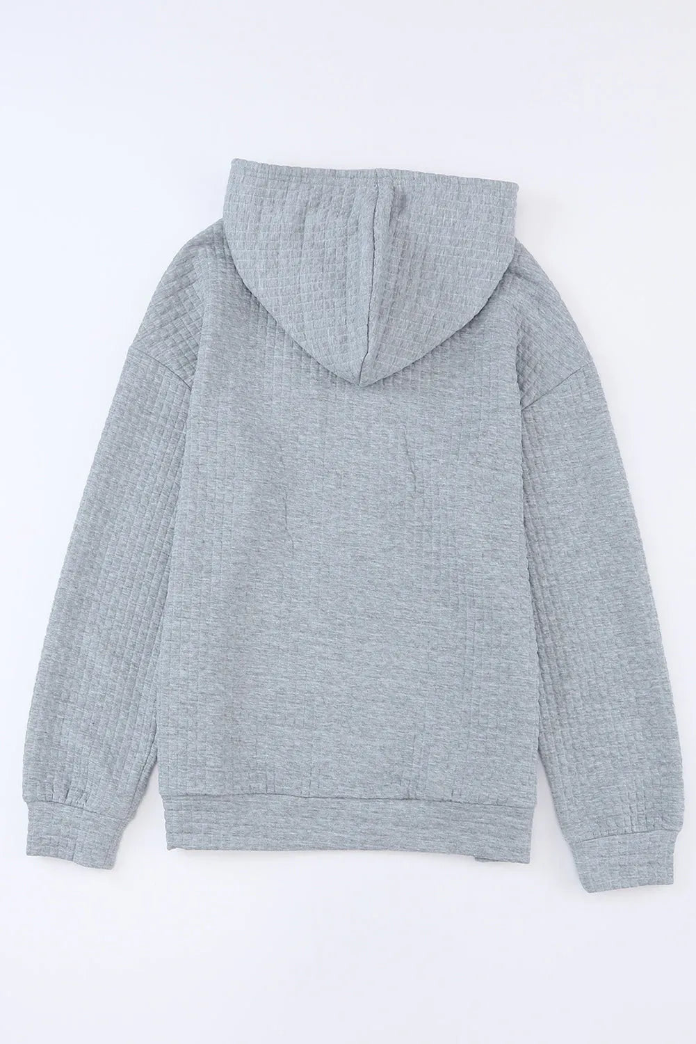 Gray Quilted Kangaroo Pocket Drawstring Hoodie - Chic Meadow Boutique 