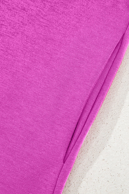 Purple Orchid Color Contrast Trim V Neck Shift Sleeveless Mini Dress