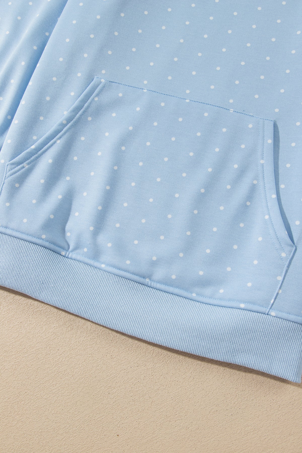 Sky Blue Polka Dot Printed Oversized Hoodie Casual Shorts 2pcs Set