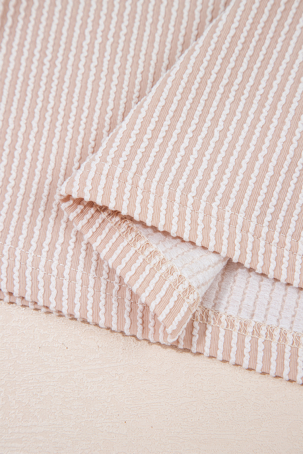 Jet Stream Leopard Patchwork Corded Knit Crew Neck T Shirt