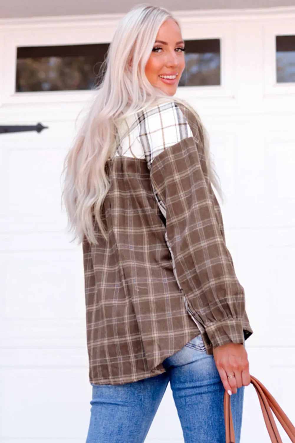 Brown Mixed Plaid Soft Oversized Shirt - Chic Meadow Boutique 