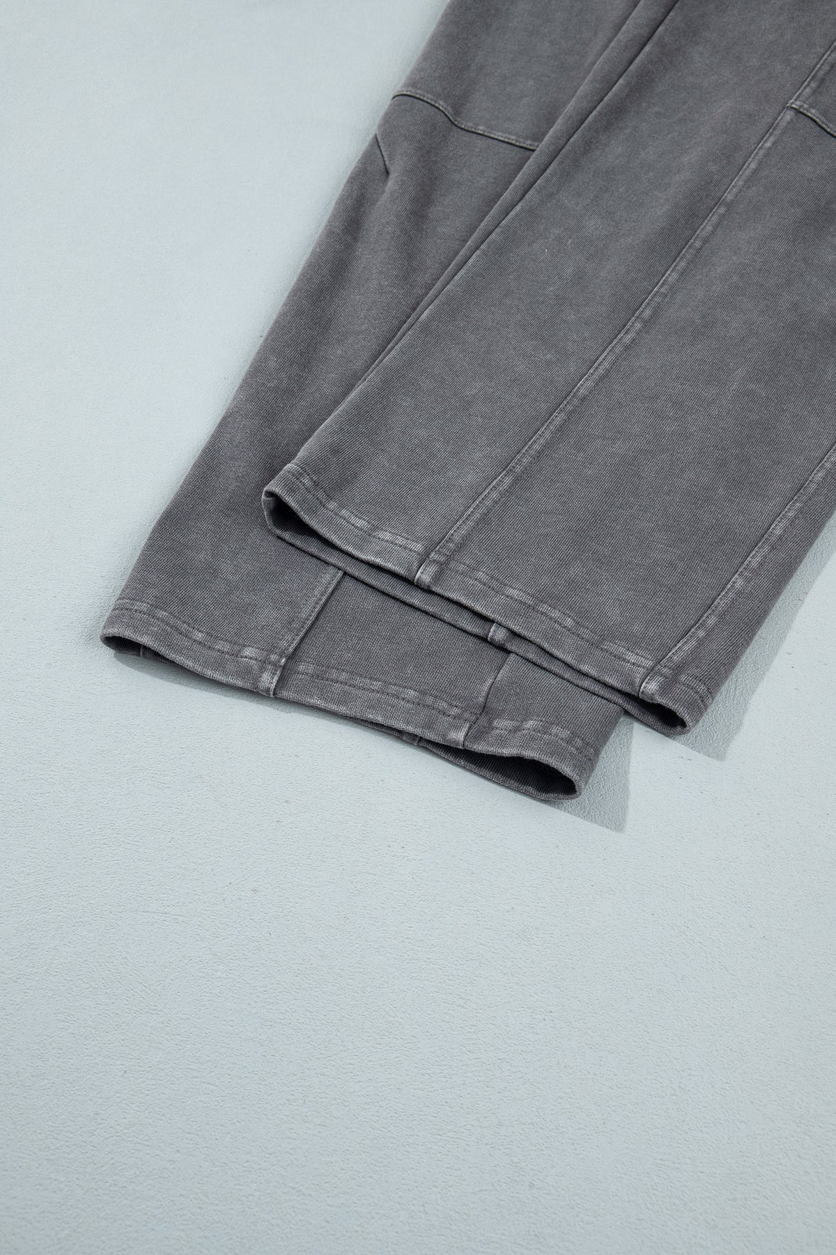 Carbon Grey Mineral Wash Seam Detail Elastic Waist Barrel Pants