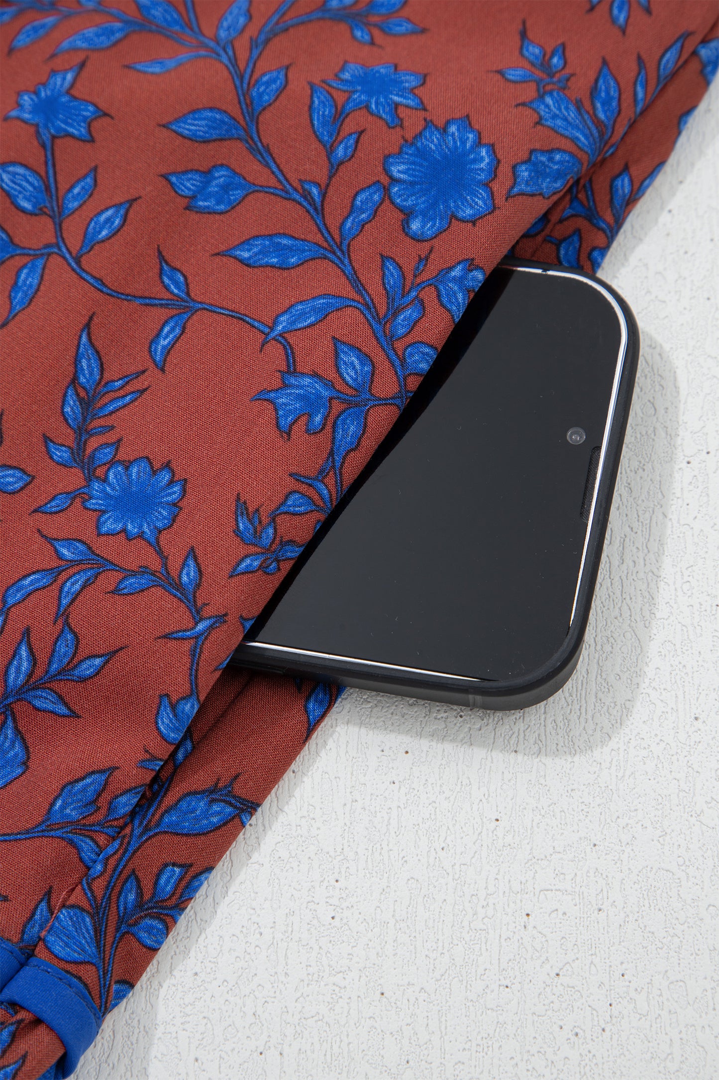 Brown 3/4 Puff Sleeve Tiered Loose Floral Dress