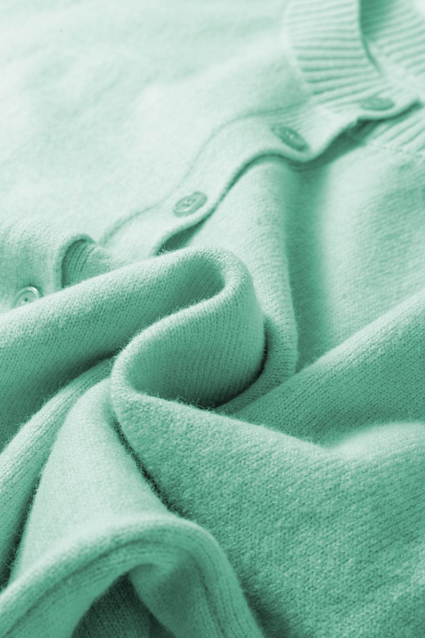 Moonlight Jade 3/4 Sleeve Boxy Knit Button Down Sweater Cardigan