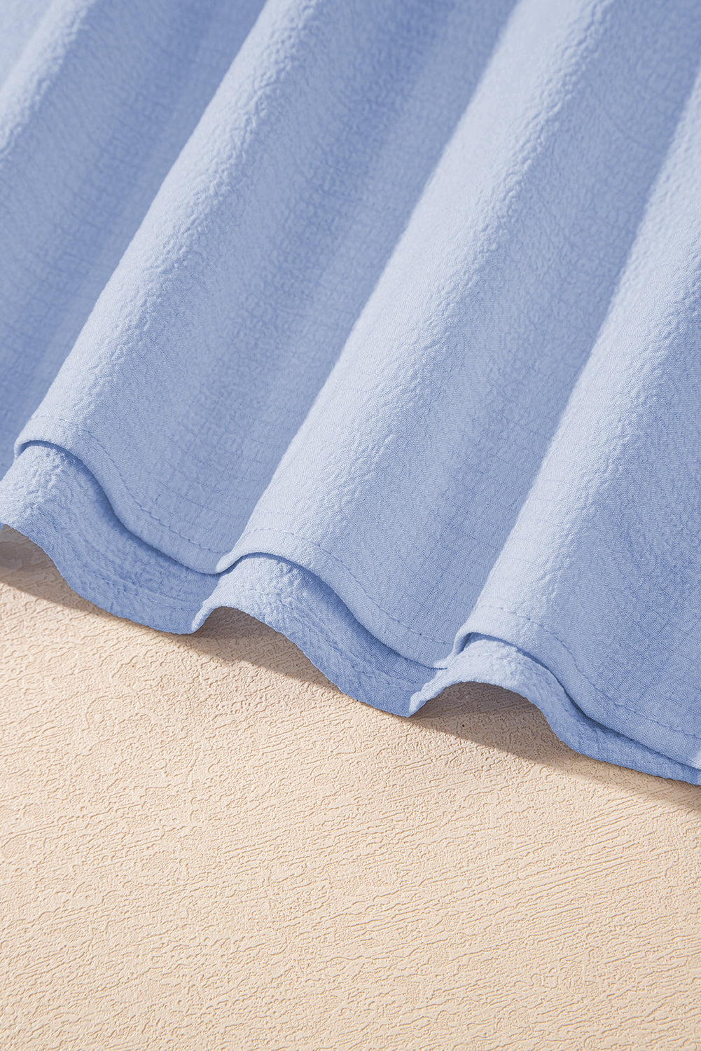 Beau Blue Textured Flutter Sleeve Square Neck Bow Back Mini Dress