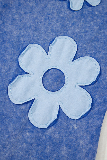 Lilac Floral Patch Exposed Seam Raw Edge Pants Set