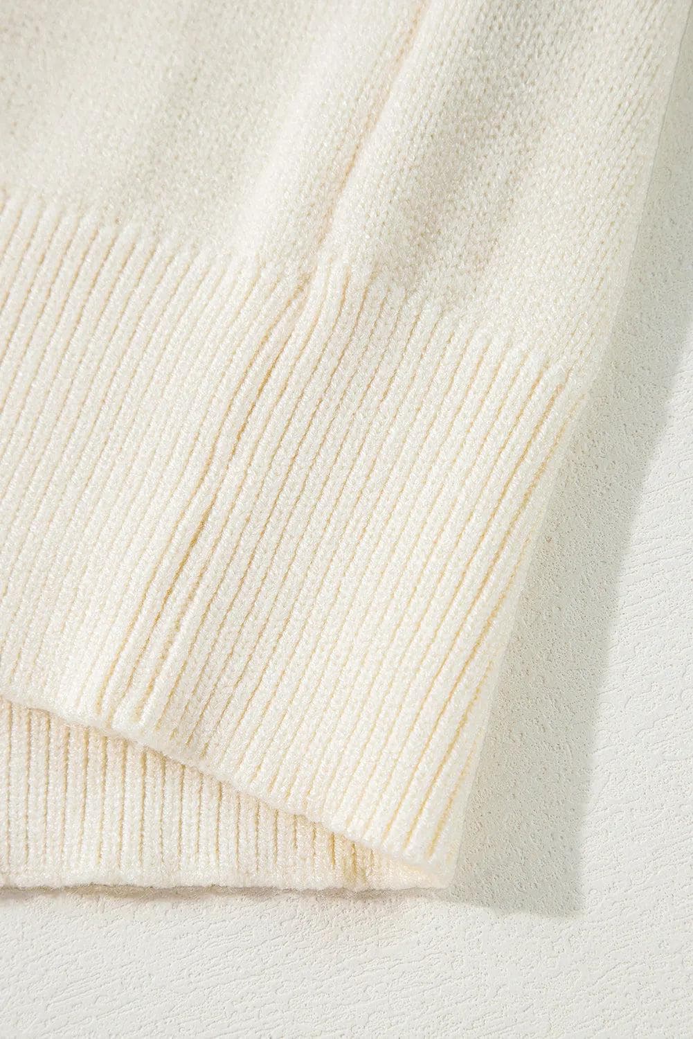 Sweaters & Cardigans/Sweaters Apricot Boo Knitted Pattern Ribbed Edge Drop Shoulder Sweater