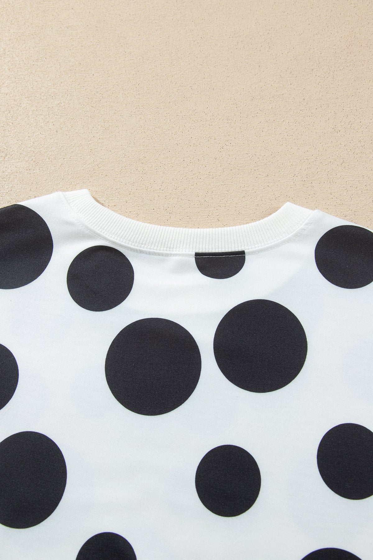 White Polka Dot Long Sleeve Top Drawstring Relaxed Pants Set