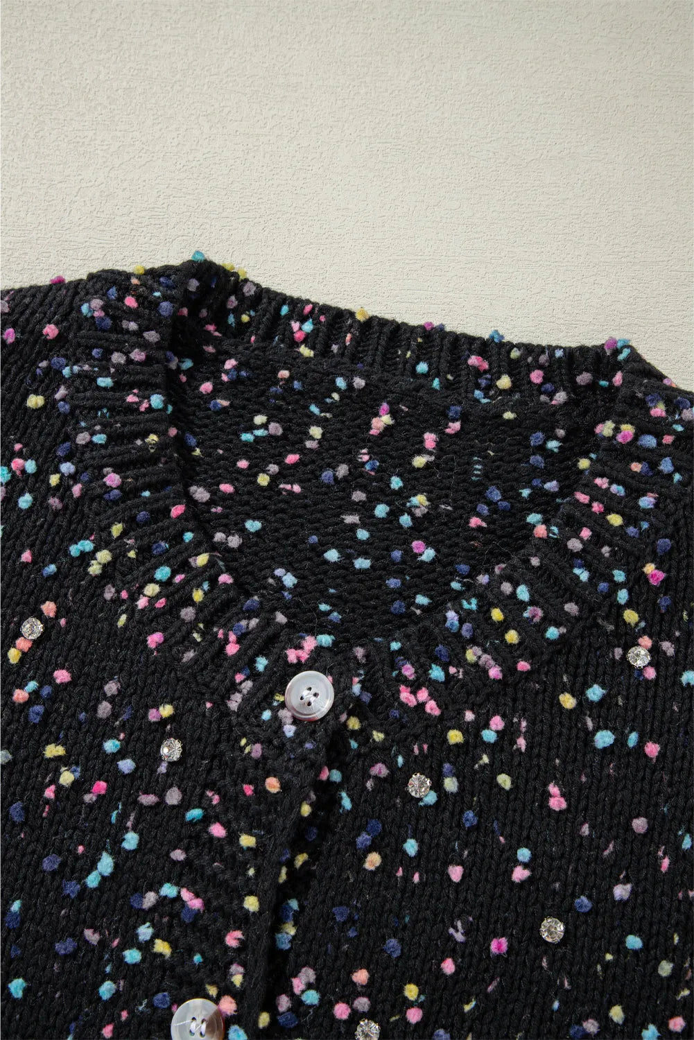 Black Multicolor Confetti Sweater Cardigan - Chic Meadow Boutique 