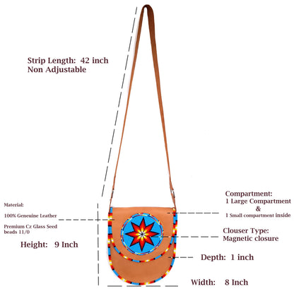 Handmade Beaded Leather Crossbody bag , Shoulder Bag