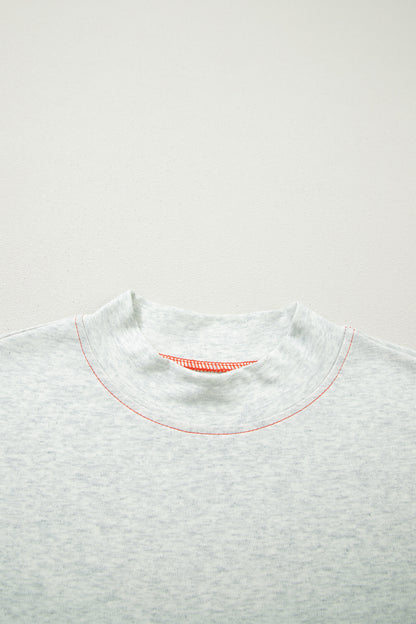 Light Grey Reversible Contrast-Stitched T-Shirt