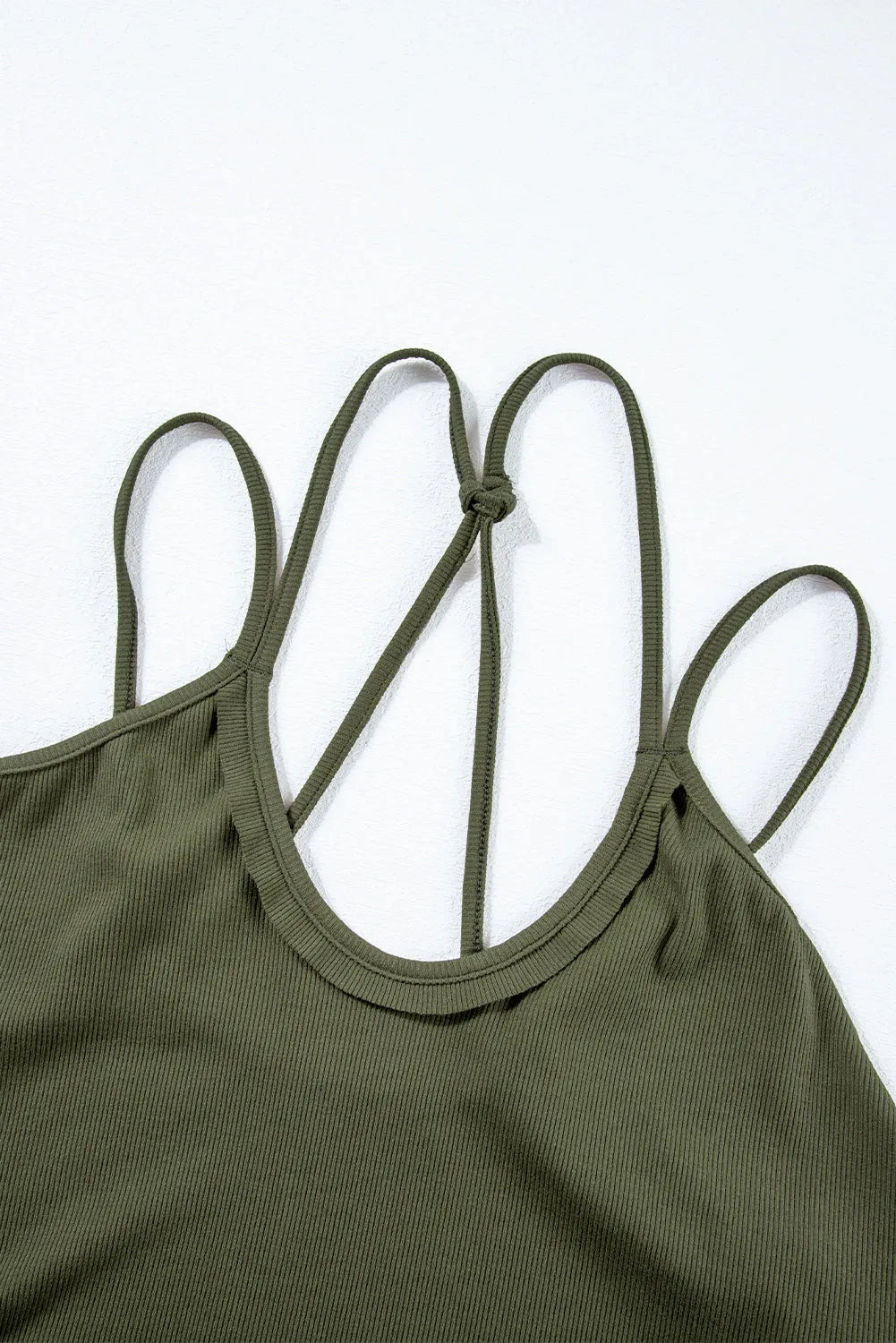 Jungle Green Exposed Seam Detail Double Straps Tank Top - Chic Meadow Boutique 