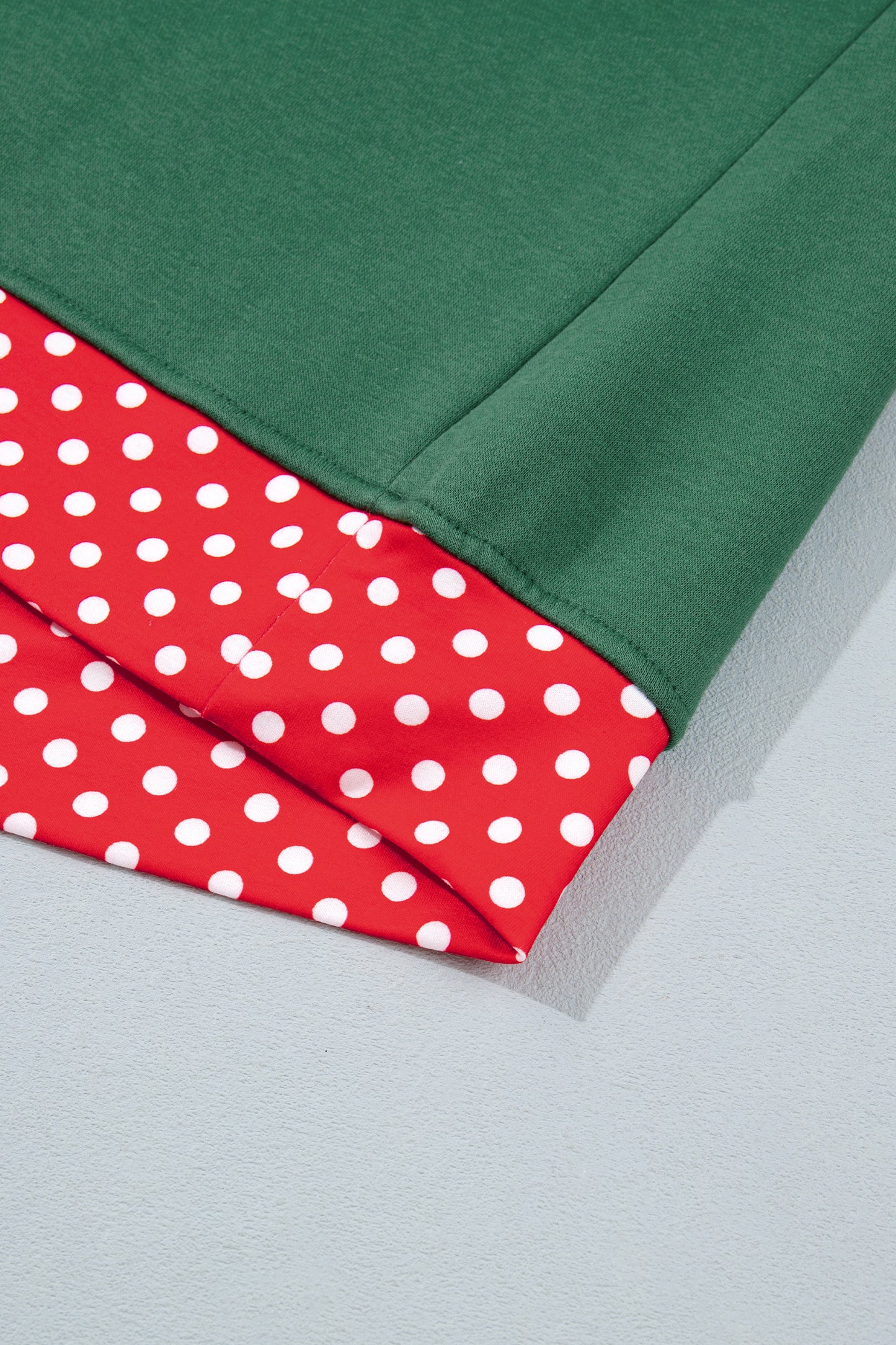 Dark Green Colorblock Polka Dot Contrast Trim Oversized Sweatshirt