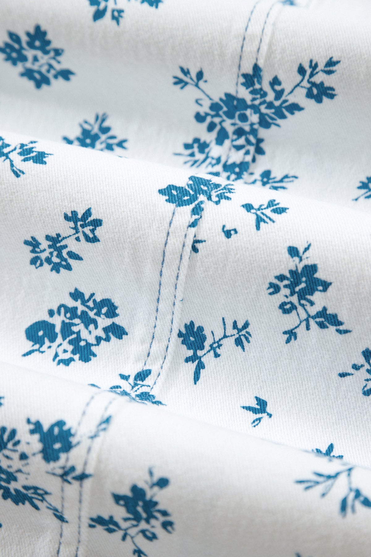 Sky Blue Floral Print Tie Waist Straight Leg Jeans