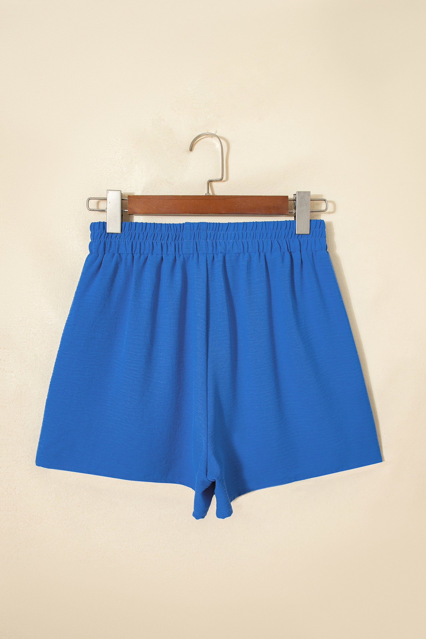 Sky Blue Solid Color Elastic Waist Casual Skort