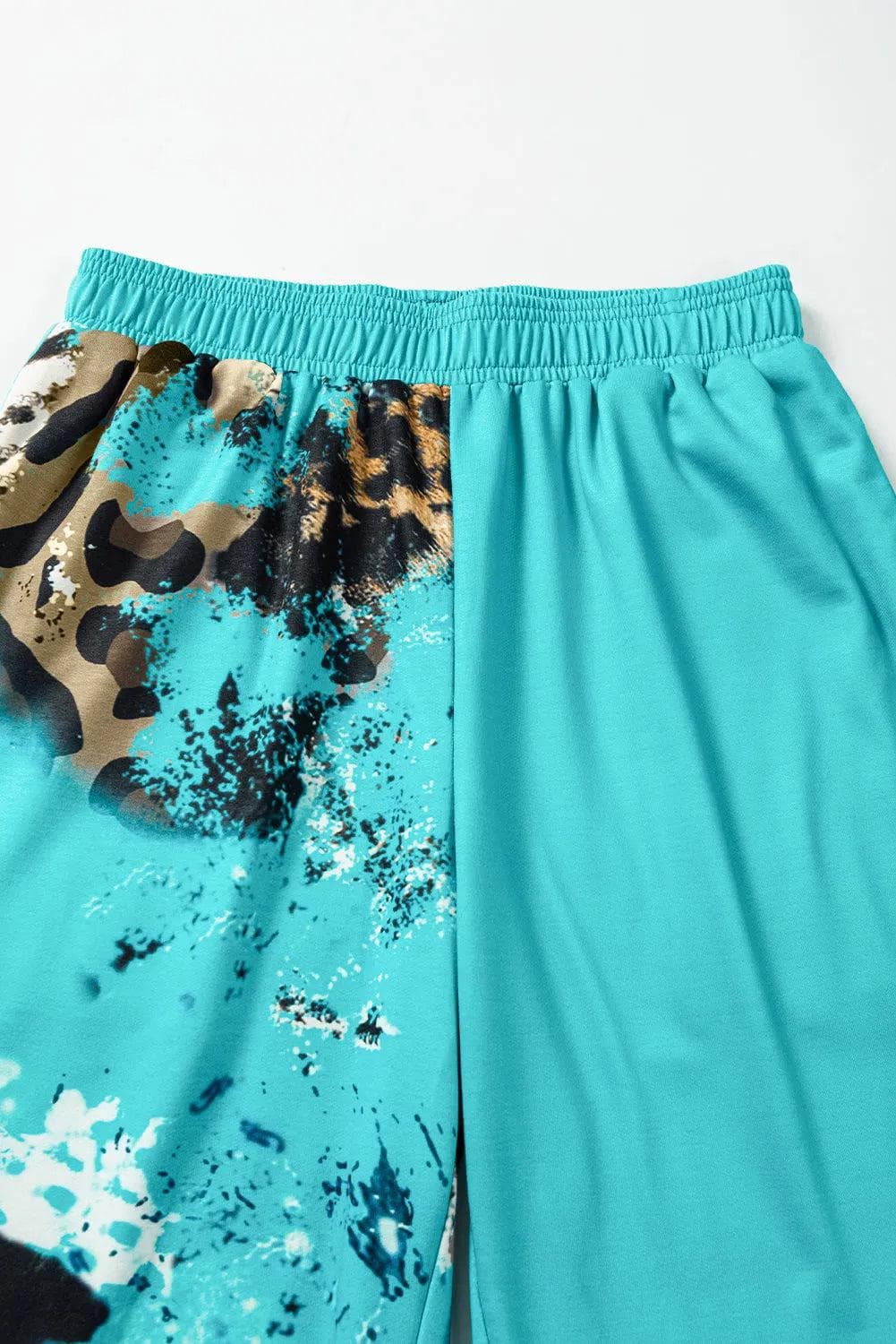 Bottoms/Pants & Culotte Light Blue Contrast Leopard Tie-dye Print Jogger Pants