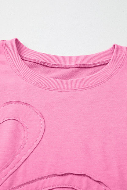 Sachet Pink Floral Patched Half Sleeve Tunic Top