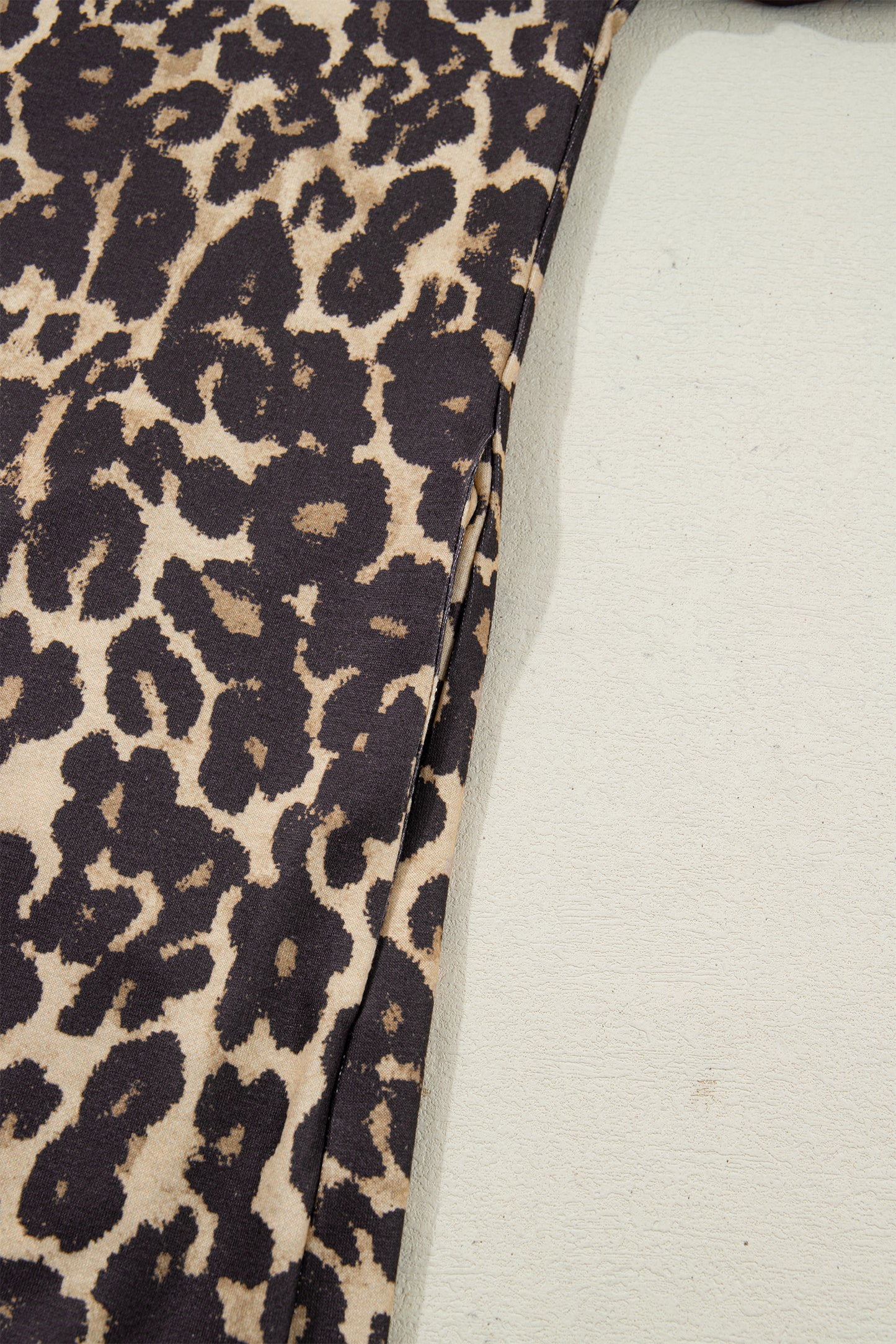 Apricot Leopard Print Contrast Varsity Striped Detail Loose T Shirt Dress