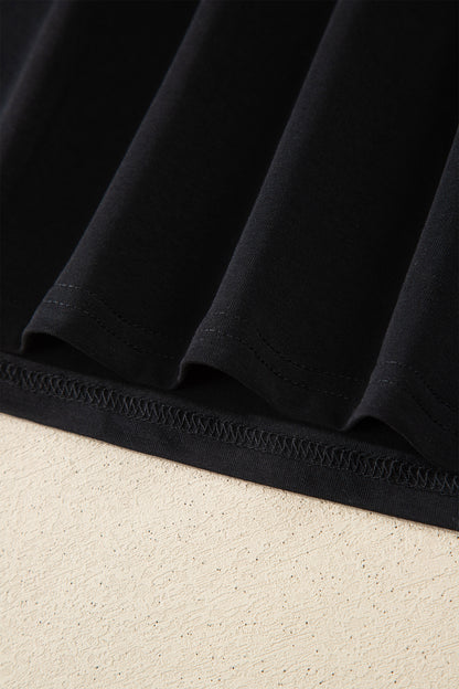 Black Varsity Striped Short Sleeve Crew Neck T Shirt