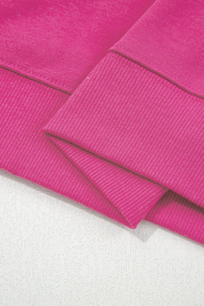 Rose Red Varsity Striped Detail Drop Shoulder Oversized Sweatshirt