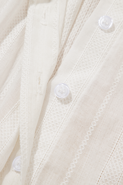 White Lace Crochet Ruffled Buttoned Loose Fit Tank Top