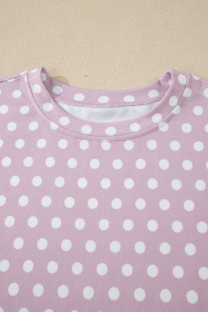 Purple Polka Dot Print Short Set
