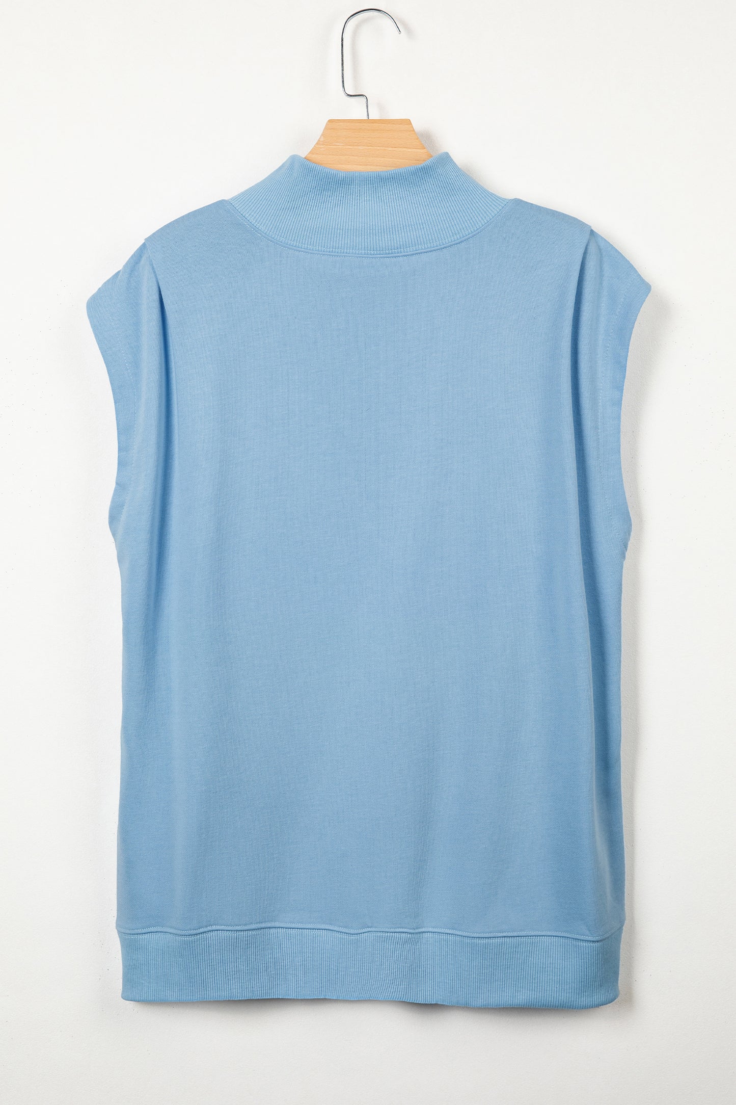 Myosotis Solid Color High Neck Cap Sleeve Loose Top