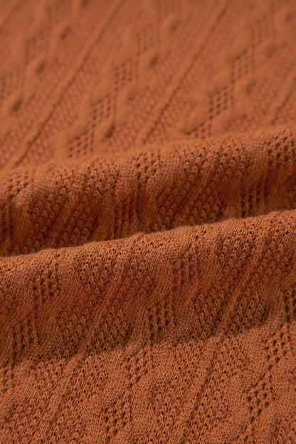 Sweaters & Cardigans/Cardigans Chestnut Textured Knit Side Pockets Open Front Cardigan