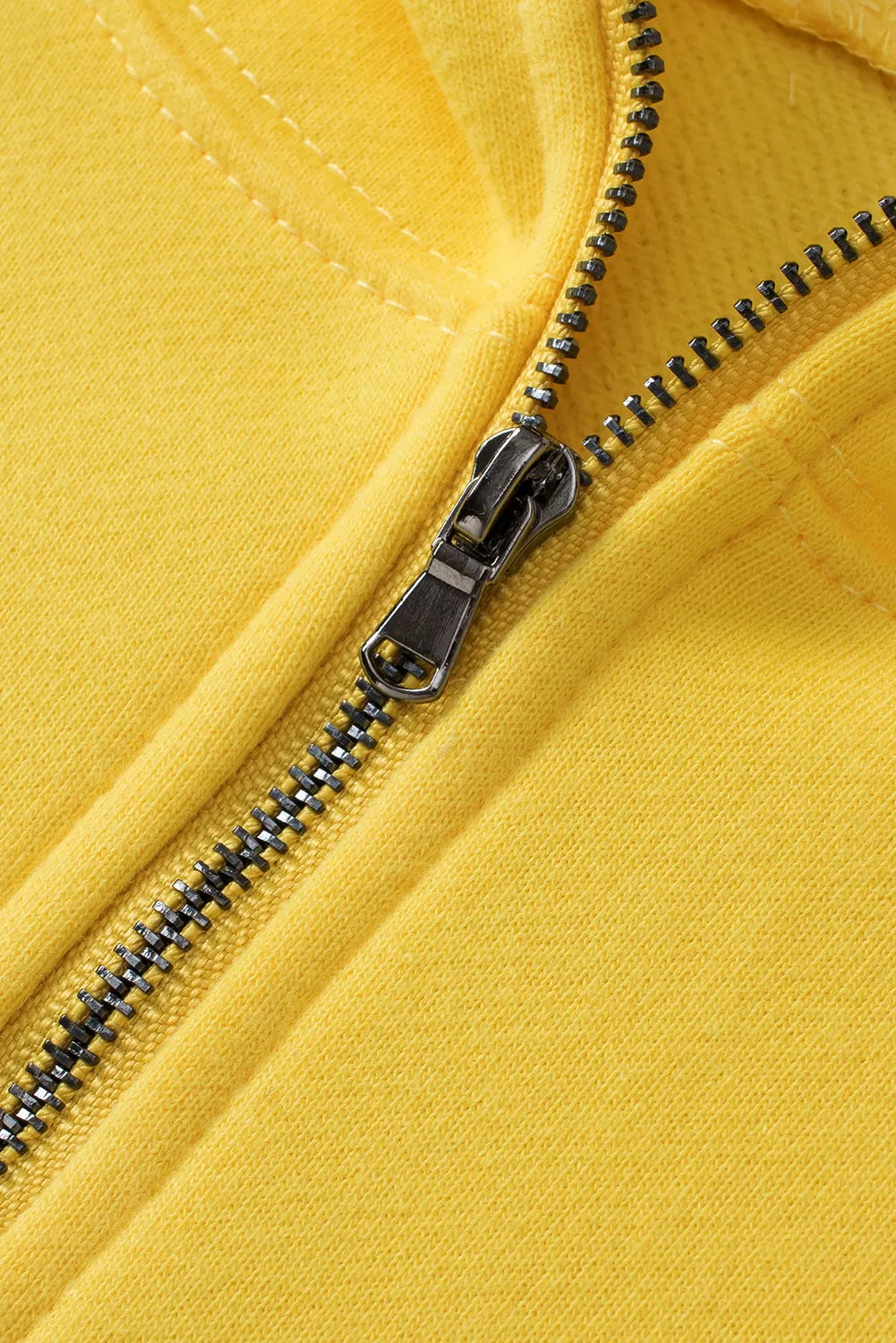 Tops/Sweatshirts & Hoodies Yellow Ribbed Trim Kangaroo Pocket Zipped Hoodie