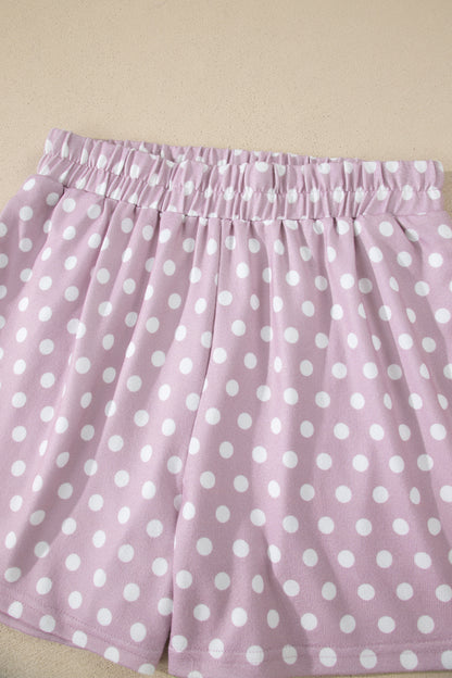 Purple Polka Dot Print Short Set