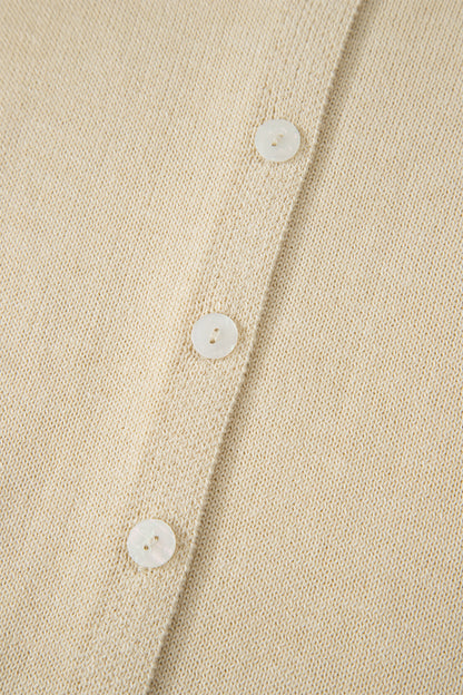 Apricot Buttoned Front Rolled Hem Cap Sleeve Sweater Top