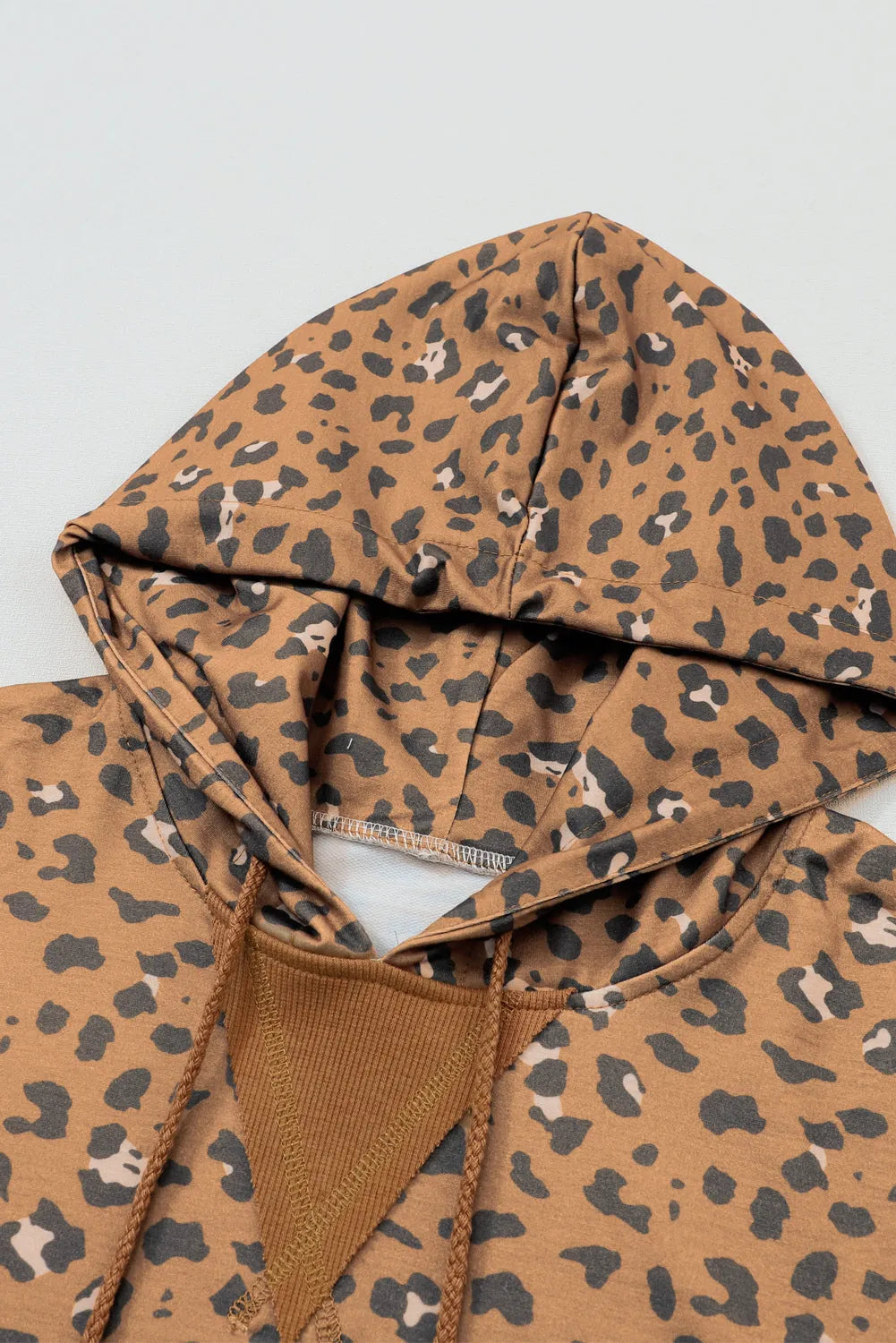 Tops/Sweatshirts & Hoodies Leopard Long Sleeve Drawstring Cropped Hoodie