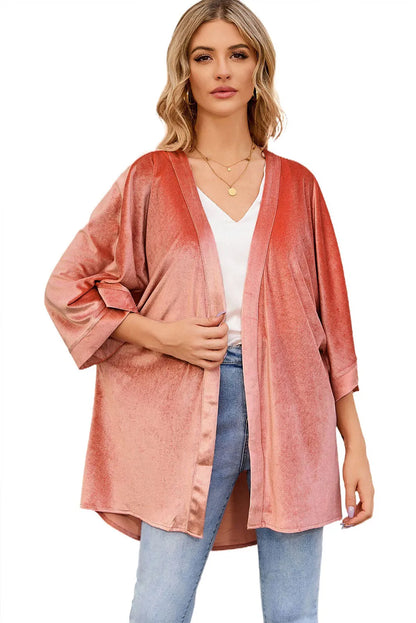 Pink Retro Velvet Wide Sleeves Cardigan - Chic Meadow Boutique 