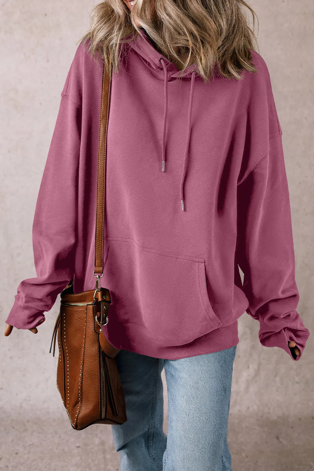 Valerian Solid Kangaroo Pocket Drawstring Loose Fit Hoodie - Chic Meadow Boutique 