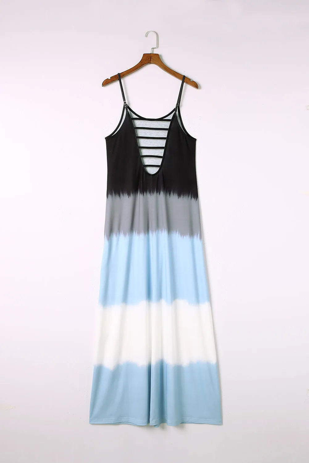 Sky Blue Spaghetti Strap Tie Dye Slit Maxi Dress - Chic Meadow Boutique 