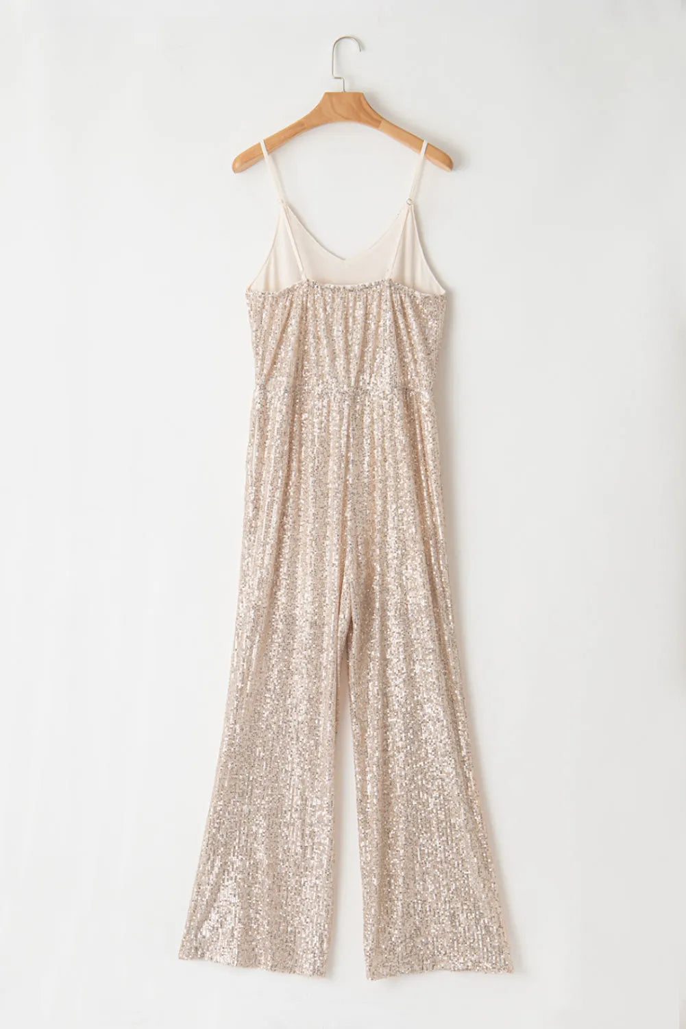 Gold Sequined V Neck Sleeveless High Waist Jumpsuit - Chic Meadow Boutique 