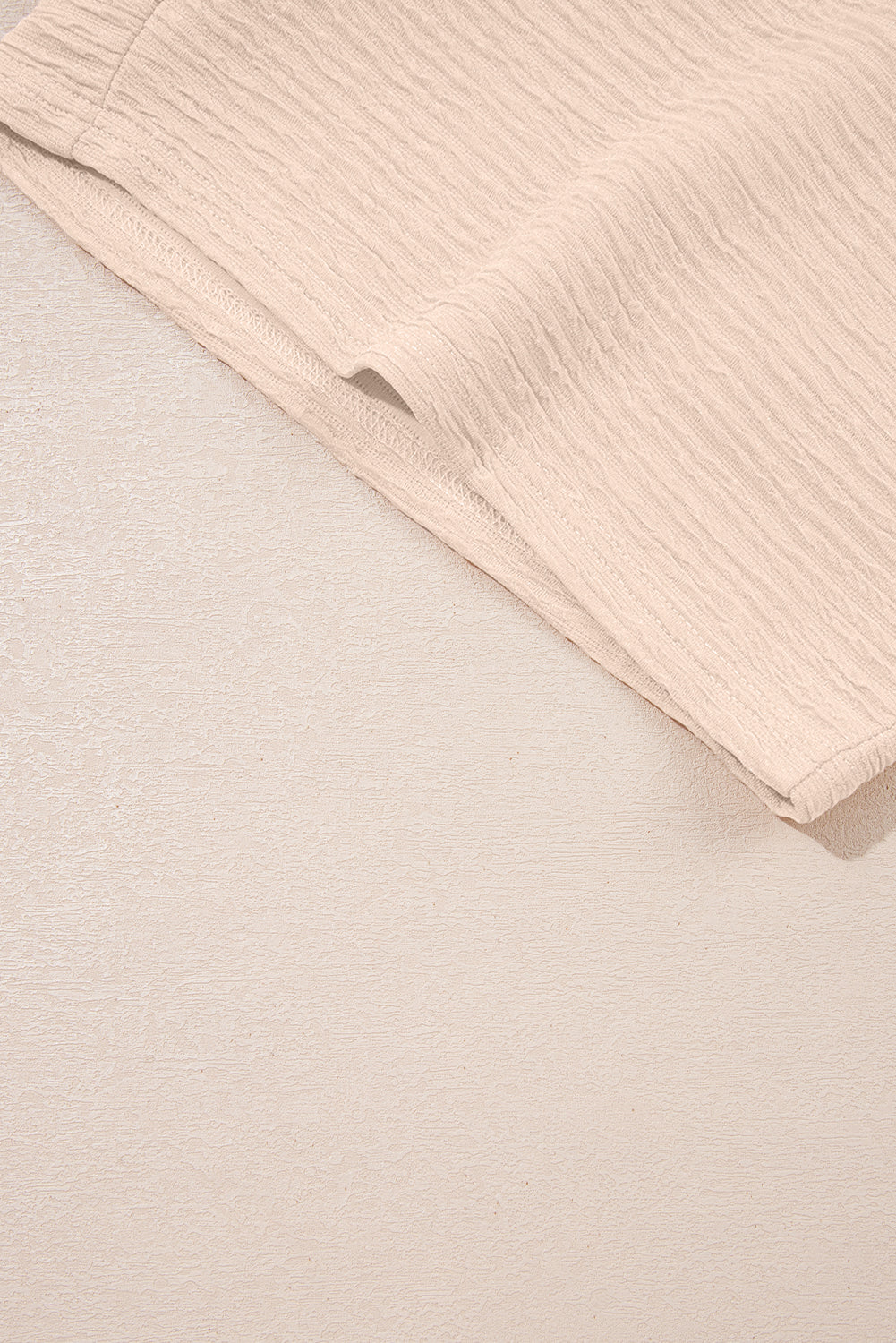 Apricot Textured V Neck T Shirt and Shorts Set