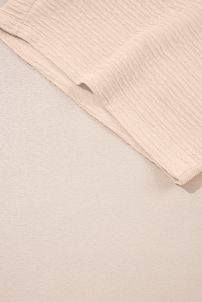 Apricot Textured V Neck T Shirt and Shorts Set