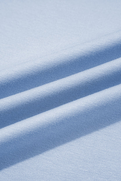 Beau Blue Puff Sleeve Pearl Embellished Scallop Trim Top 2 Piece Skort Set