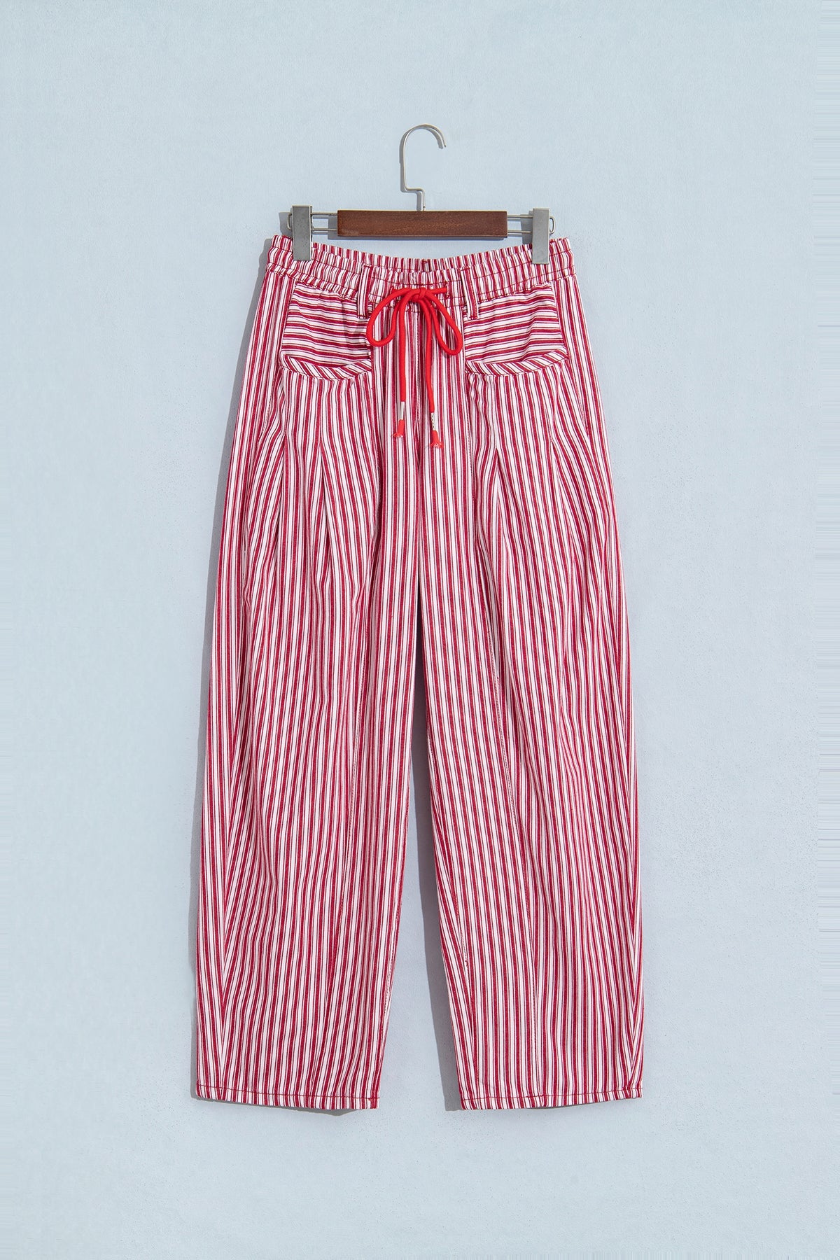 Red Stripe Drawstring Casual Loose Pants