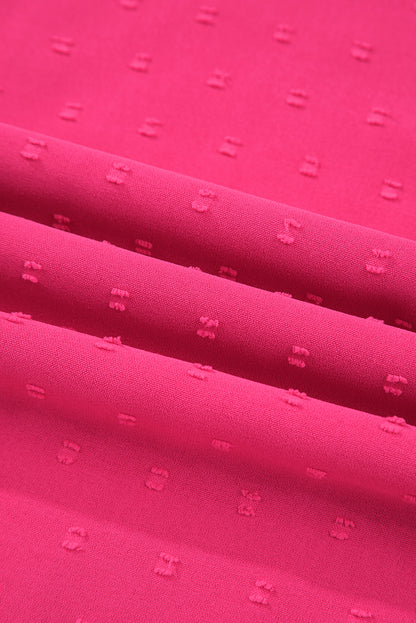 Sachet Pink Swiss Dot Smocked Frilled Neckline Short Sleeve Plus Size Dress