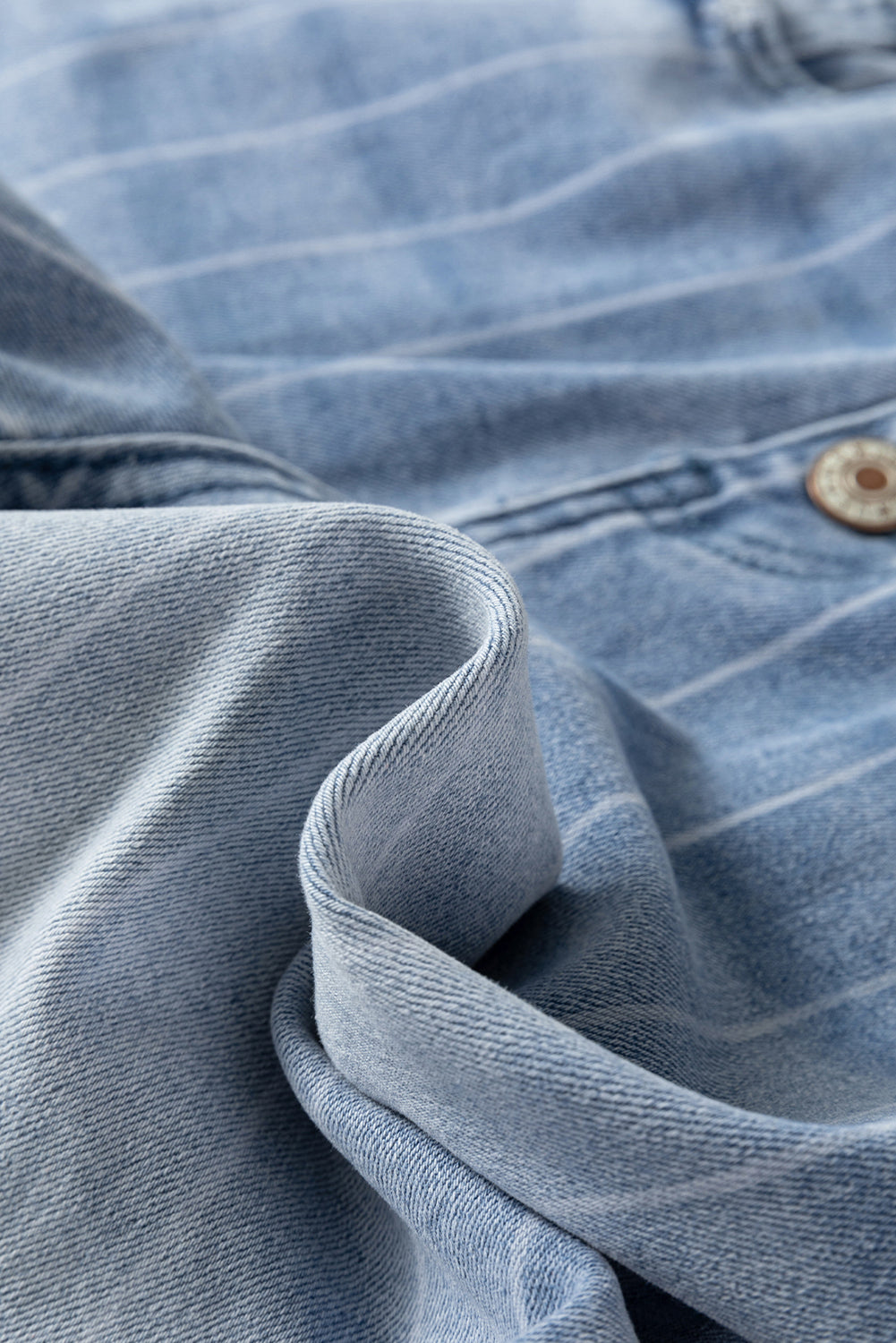 Beau Blue Multi Buttons Pinstripe Wide Leg Jeans