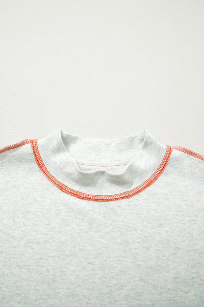 Light Grey Reversible Contrast-Stitched T-Shirt